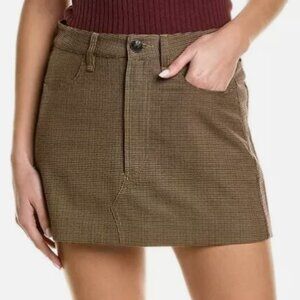 Rag & Bone Itty Bitty Plaid Skirt In Brown Check Size 12 Maroon Houndstooth Mini